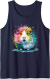 Guinea Pig Mom And Guinea Pig Dad Designs Guinea Pigs Men Woman Colorful Watercolor Guinea Pig Tank Top - Navy Blue
