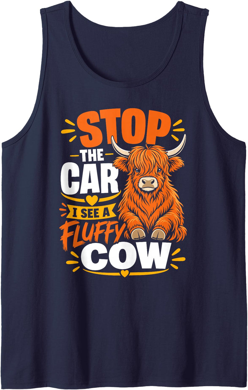 Stop the Car, I See a Fluffy Cow Tank Top - Navy Blue