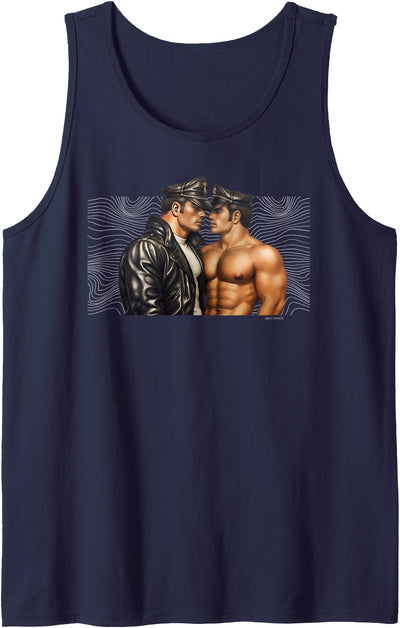 Retro Gay Leather Biker Gay Pride Daddy Bear Mustache Tank Top