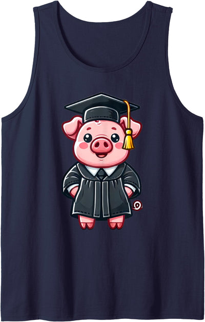Cute Pig Graduation Tank Top
