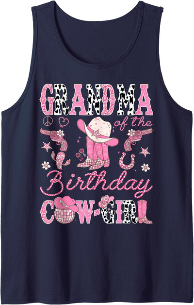 Pink Cowgirl Birthday Matching Family Grandma Tank Top