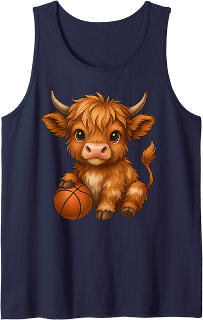I Just Really Like Animals Cute Highland Cow Basketball Tank Top
