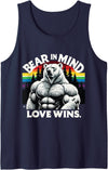 Majestic Bear Pride Gay Pride Gym Fit Polar Bear Pride Muscular Love Wins Tank Top - Navy Blue