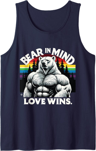 Majestic Bear Pride Gay Pride Gym Fit Polar Bear Pride Muscular Love Wins Tank Top