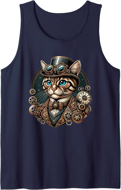 Steampunk Designs Women Men Kids Steampunk Cat Women Men Kids Steampunk Kitten Tank Top