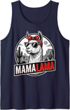 Happy Mother's Day Floral Wife Sister Design Happy Mother's Day Women Mom Grandma Mamalama Llama Tank Top - Navy Blue