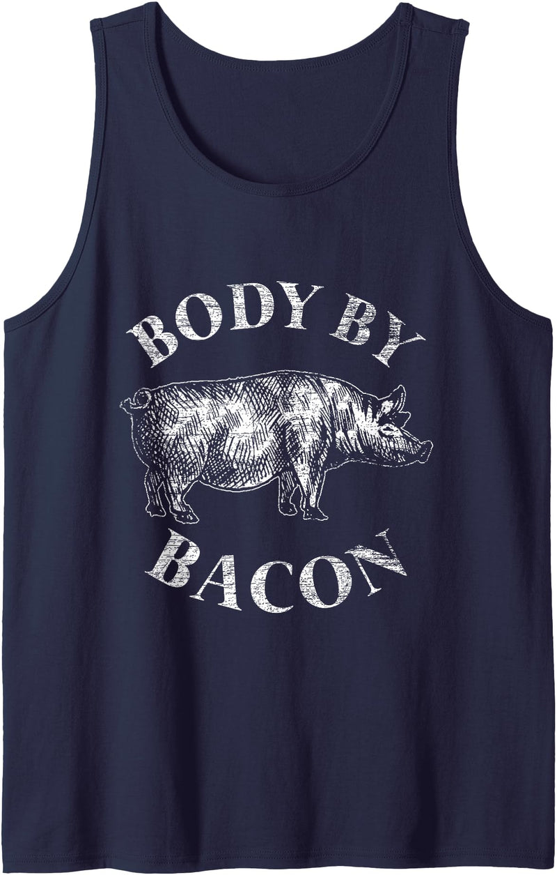 Pig T-Shirts Animal Tank Tops Body By Bacon Pig Tank Top - Navy Blue