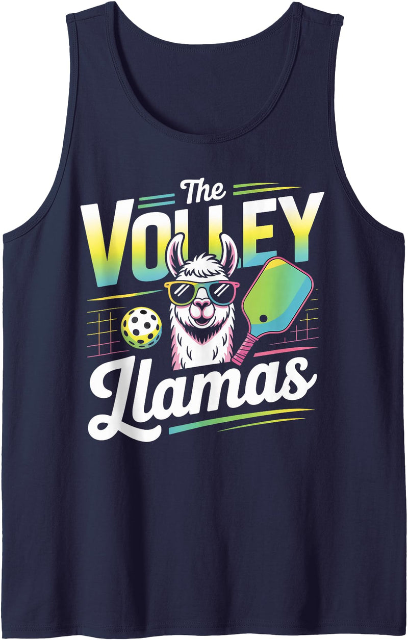 CharlIan Minds - LlamaLovers The Volley Llamas Pickleball Funny Llama Tank Top - Navy Blue