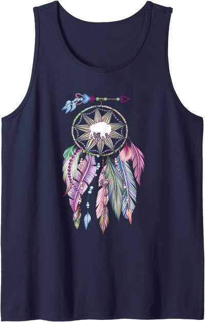 Plolds Dream Catcher White Buffalo Native American Boho Tank Top