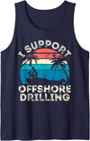 I support Offshore Drilling Boating boat Funny Motorboats Tank Top - Navy Blue