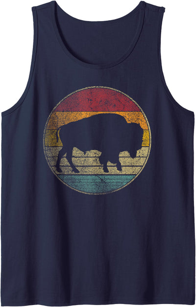 Cow Buffalo Bison Distressed Vintage Retro Tank Top