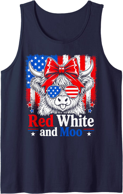 Cute American Flag Coquette Bow Independence Day Red White Tank Top