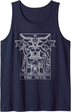 The Ghoulish Garb The Devil Tarot Card Baphomet Satanic Witch Gothic Halloween Tank Top - Navy Blue