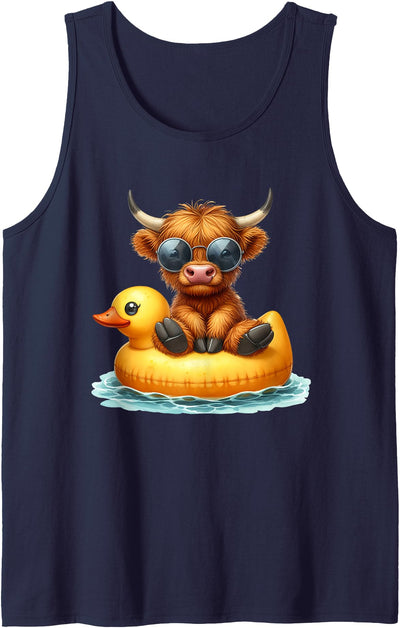 Love Highland Cows Heifers Cute Highland Cow Duck Pool Tank Top