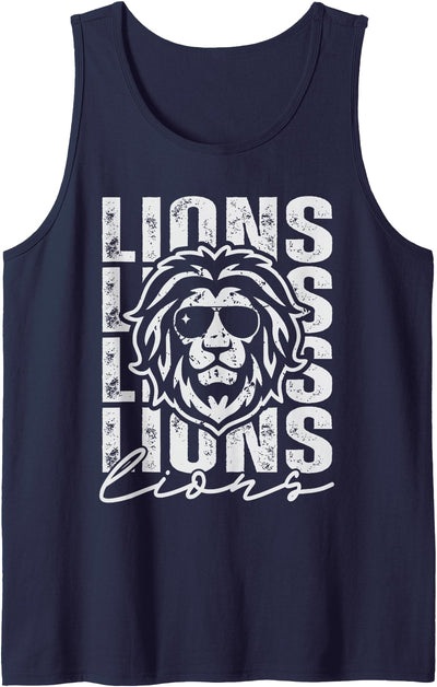 Vintage Lions School Mascot Game Day Men Teacher Boy Women Tank Top