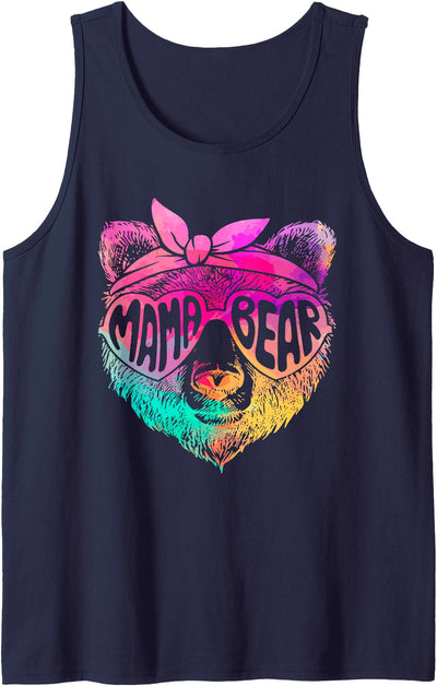 Mama Bear Face Colorful Sunglasses Funny Mom Mother's Day Tank Top