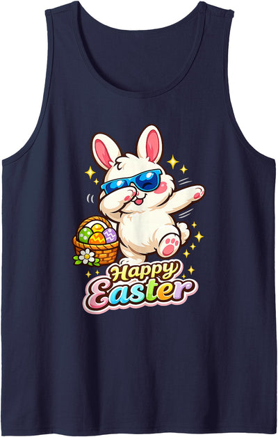 Dabbing Bunny with Easter Basket Happy Easter Tank Top