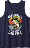 Dad Fishing Father's Day Funny Tees Funny Fishing Dad Vintage Retro Father's Day Tank Top - Navy Blue