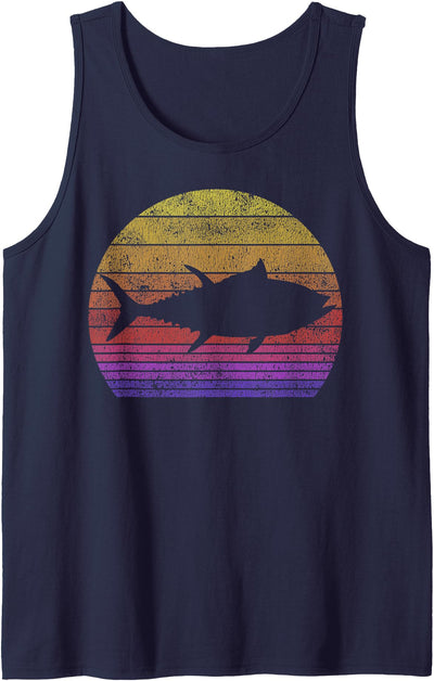 Tuna Fishing Retro Sunset Bluefin Tuna Fisherman Tank Top