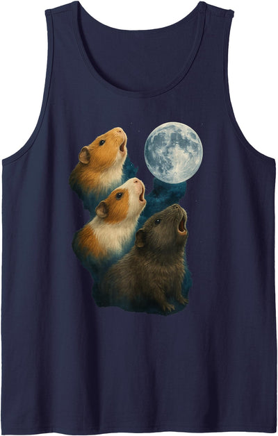 Three Guinea Pigs Howling At The Moon 3 Moon Tank Top