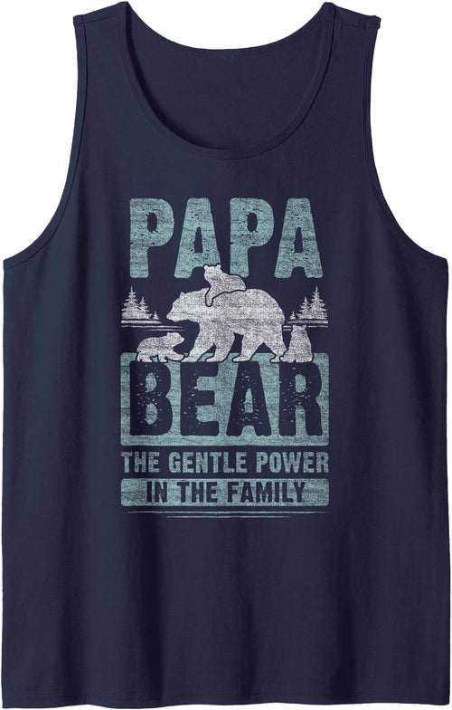 Papa Bear - Content Design Studio Mens Papa Bear 3 cubs, 3 kids, dad, grandpa, Father's Day Tank Top - Navy Blue