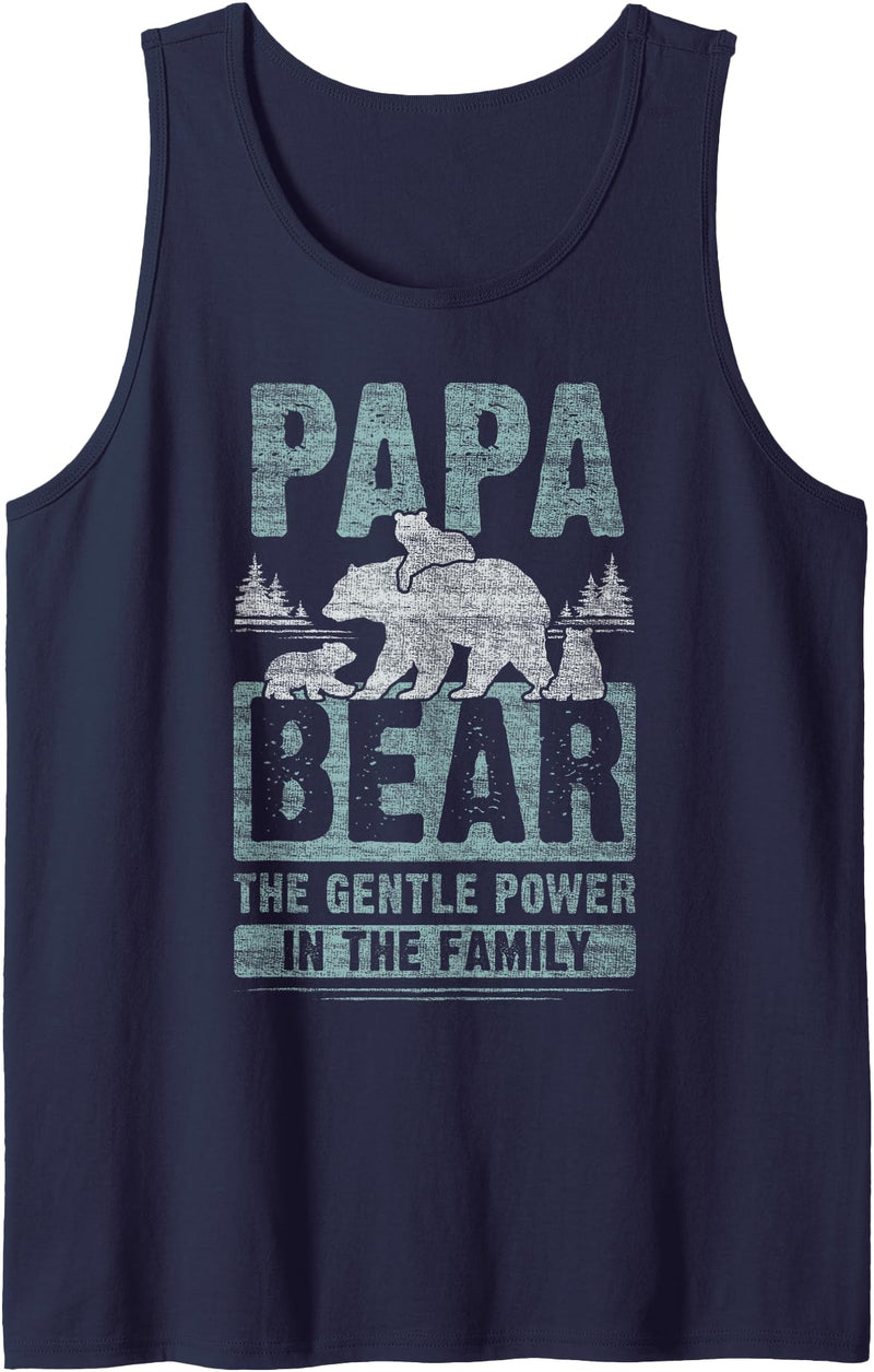 Papa Bear - Content Design Studio Mens Papa Bear 3 cubs, 3 kids, dad, grandpa, Father's Day Tank Top - Navy Blue