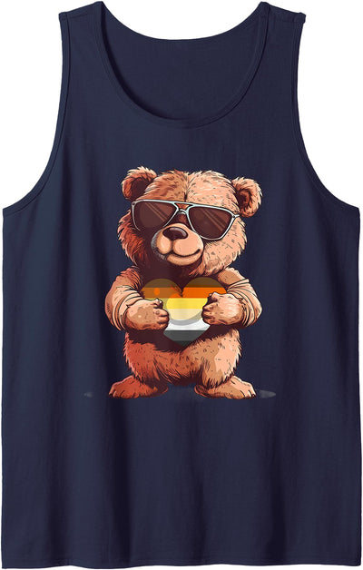 Gay Bear Pride Heart LGBTQ Gay Pride Bear Flag Gay Flag Tank Top