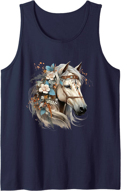 Horse Riding Gifts for Women & Girls Floral Wild Horse Country Horse Riding Tank Top
