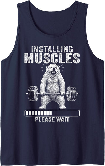 Installing Muscles Please Wait Polar Bear Gym Tank Top