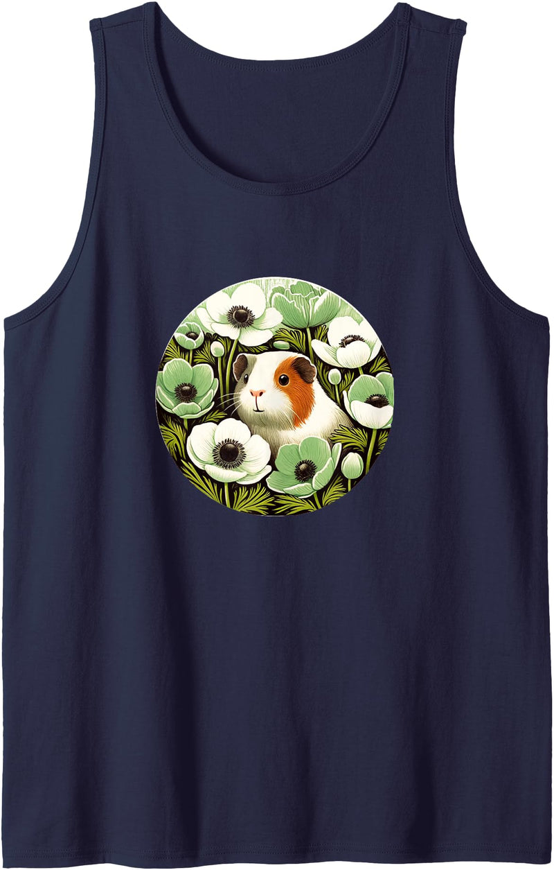 Guinea pig flower Snugg Guinea pig flowers Green Anemone Tank Top - Navy Blue