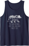 The Mountains are calling wild bear t-shirt The Mountains Are Calling And I Must Go camping gift Tank Top - Navy Blue