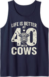 Funny 40th Birthday Cow Lover Famer Men Women Tees Life is Better at 40 with Highland Cows Funny 40th Birthday Tank Top -