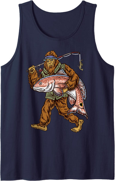 Redfish Fishing Hunting Bigfoot Fishermen Tank Top