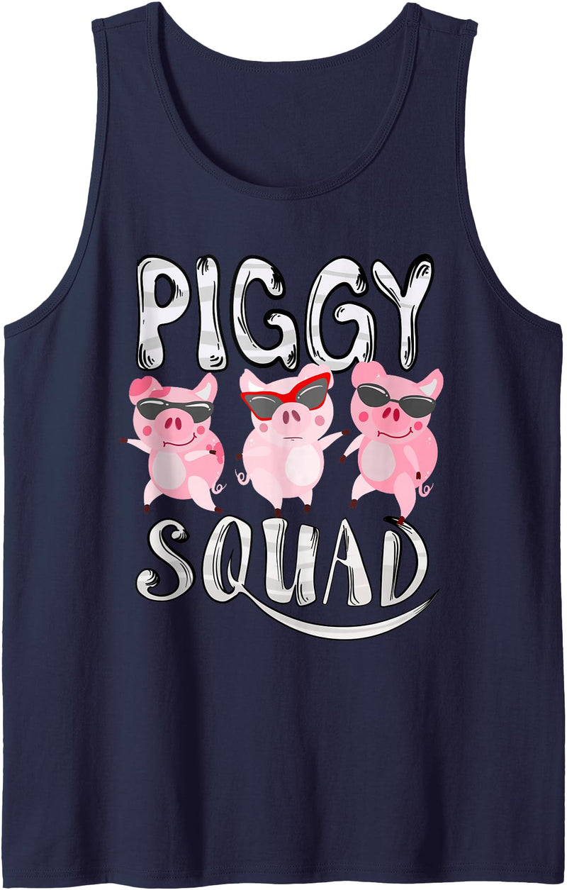 Cool Lucky Swine Fans Party Girl Boy Pork Team Art Piggy Squad | Cute Pig Farmer Animal Lovers Funny Farm Gift Tank Top - Navy Blue