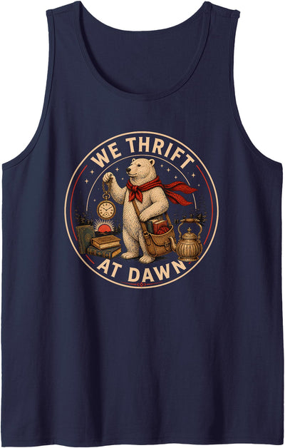 We Thrift At Dawn Thrifting Meme Polar Bear Retro Treasure Tank Top