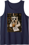 Polar Bear Back School Cool Vibes Tee Student Polar Bear Bruh We Back to School Coffee Animal Student Vibe Tank Top - Navy Blue