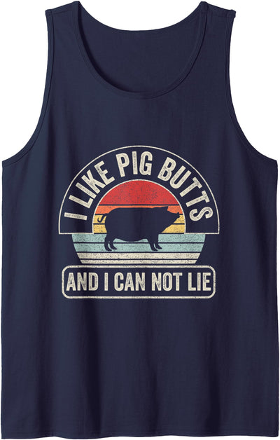 Vintage Retro I Like Pig Butts And I Cannot Lie Funny BBQ Tank Top