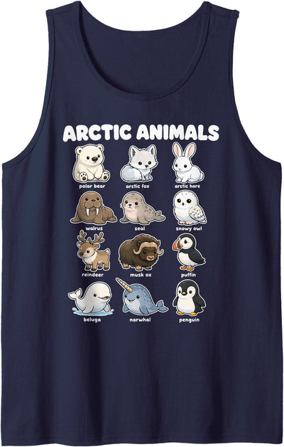 Arctic Animals Polar Bear Fox Seal Cute Zoo Chart Tank Top