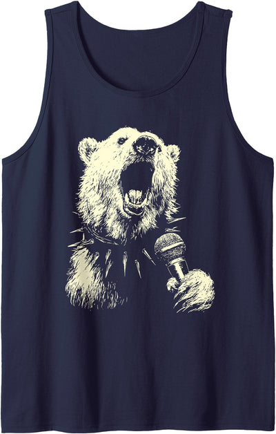Polar Bear Singing Punk Rocker Animal Musician Grunge Music Tank Top