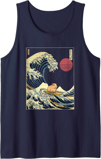 Guinea Pig Kanagawa Wave Funny Surf Animal Tank Top