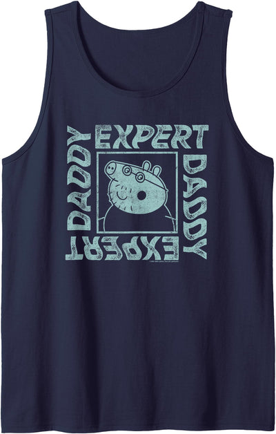 Mens Peppa Pig Father's Day Expert Daddy Vintage Faded Box Logo Tank Top