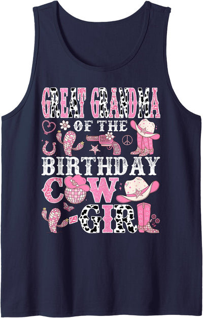 Cowgirl Disco Birthday Girl Matching Great Grandma Tank Top