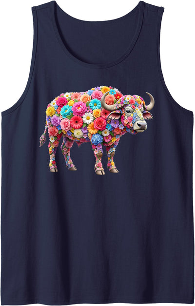 Buffalo Lover Men Kids Cute Flower Buffalo on Summer Floral Tank Top