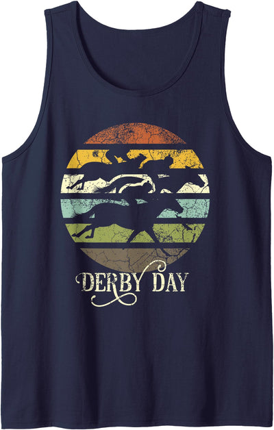 Derby Day Designs Derby Day Horse Racing Kentucky Retro Sunset Distressed Tank Top