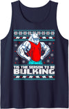Skyvora Polar Bear Funny Ugly Christmas Sweater Gym Workout Lifting Tank Top - Navy Blue