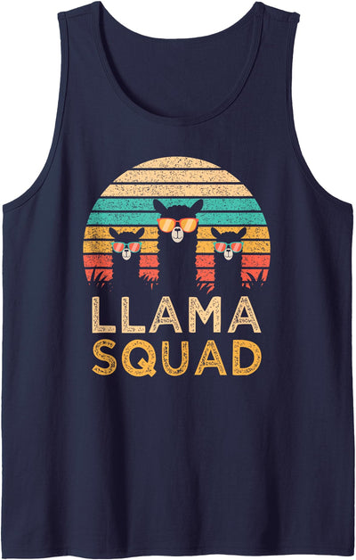 Llama Squad With Glasses Funny Funny Llama Squad Sunglasses Cool Llamas Vintage Gift Tank Top