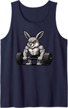 Rabbit Weightlifting Bodybuilder Workout Gym Pet Lover Tank Top in Navy Blue