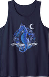 Seahorse Underwater Animal Aquarium Fish Ocean Sea Creature Crescent Moon Underwater Seahorse Tank Top - Navy Blue