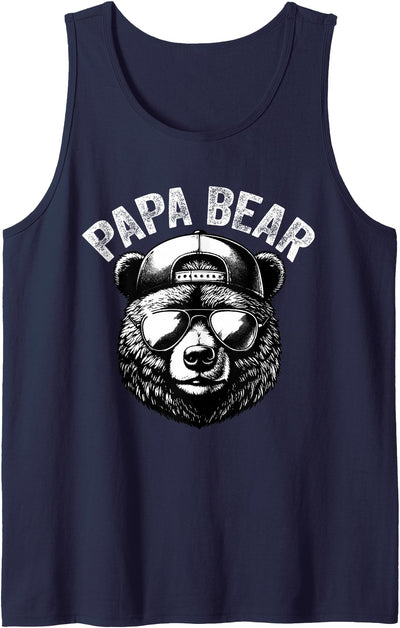 Papa Bear Face Grizzly Fathers Day Bear Lover Mens Tank Top