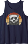 Polar Bear Retro Sunset Vintage Prints Co Polar Bear Retro Sunset Animal Lover Vintage Cool Owner Tank Top - Navy Blue
